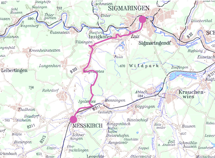 4. Etappe: Sigmaringen – Meßkirch 18,8 km